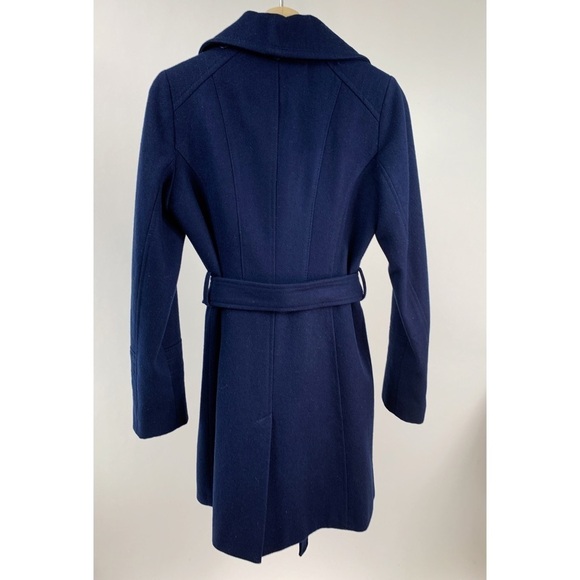 Michael Michael Kors Petite Navy Blue Wool-blend Belted Walker Coat Size 6 - Picture 3 of 11